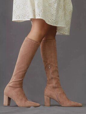 Silent D Komass Knee-High Boots 37 EU Wide Calf Sand Suede